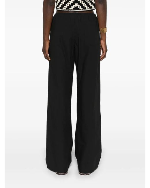 Matteau Black Drawstring-Waist Organic Cotton Trousers
