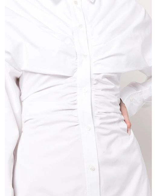 Alexander Wang White Ruched Hourglass Shirtdress
