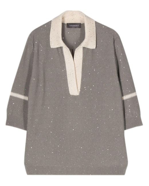 Lorena Antoniazzi Gray Sequin-embellished Knitted Top