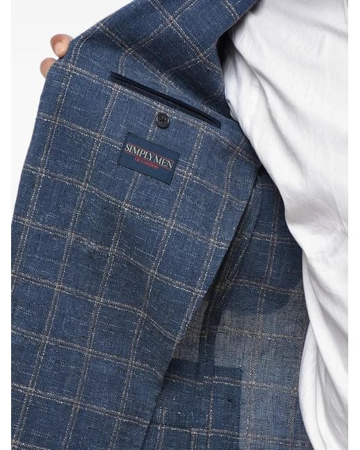 Corneliani Blue Checked Single-Breasted Blazer for men