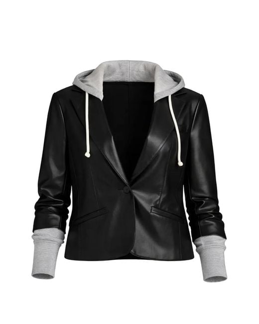 Cinq À Sept Black Le Petit Hooded Vegan Leather Jacket