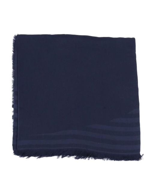 Weekend by Maxmara Blue Striped Fringed Scarf