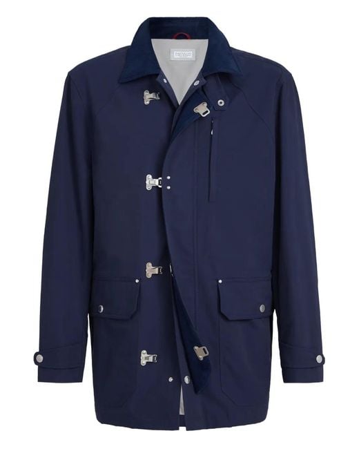 Brunello Cucinelli Blue Cotton Nylon Jacket for men