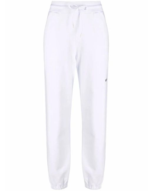 MSGM White Logo-Print Cotton Joggers