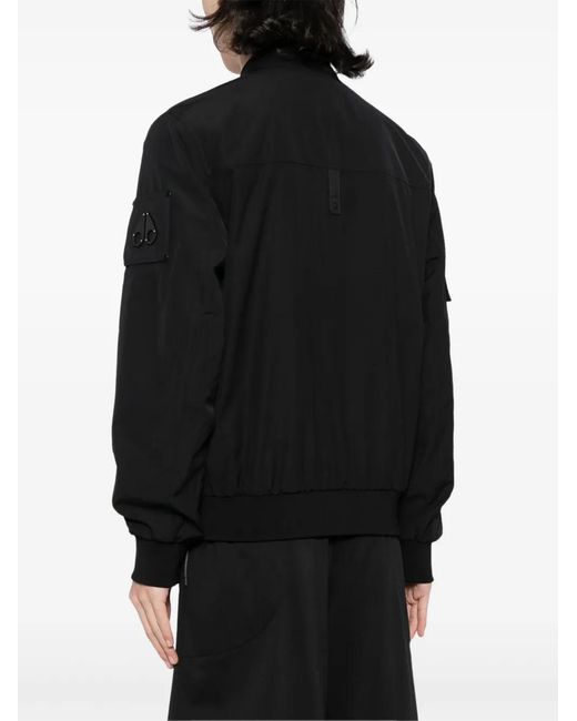 Moose Knuckles Black Courville Logo-Appliqué Bomber Jacket for men