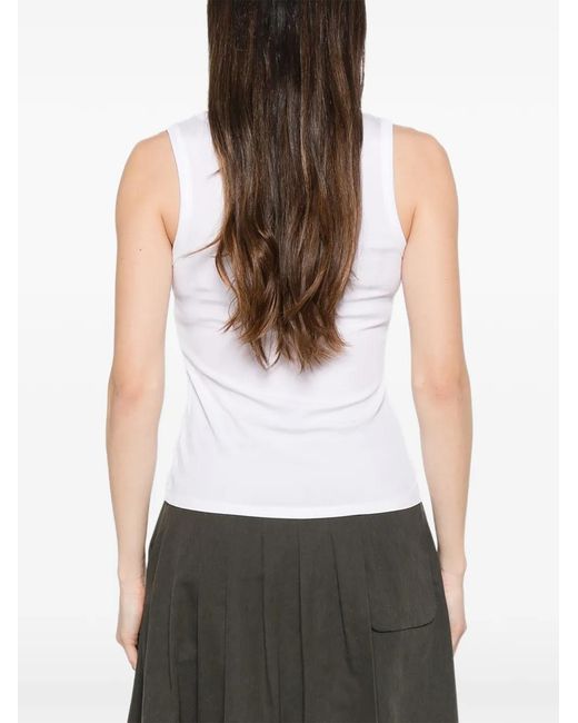 Marella White Ribbed Tank Top