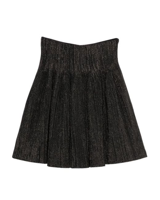 CFCL Black Pleated Metallic-Thread Skirt