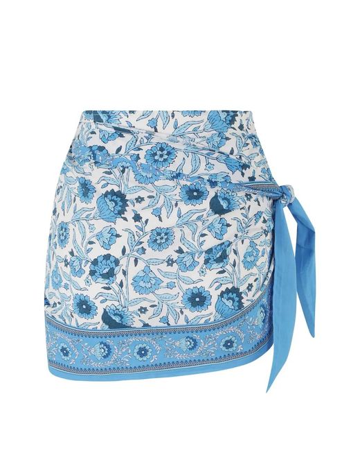 Mc2 Saint Barth Blue Angie Floral-Print Wrap Pareo