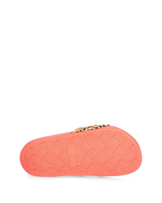Kurt Geiger Red Quilted Eagle-Plaque Slides