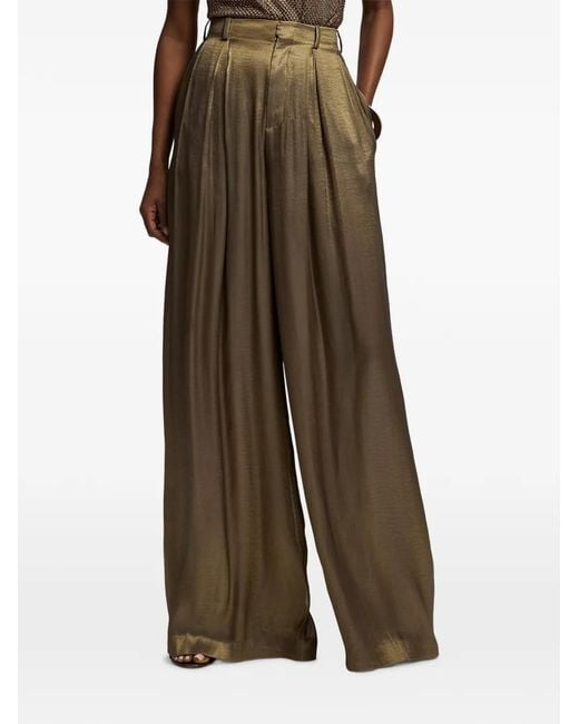 Ralph Lauren Natural Greer Lamé Pleated Trousers