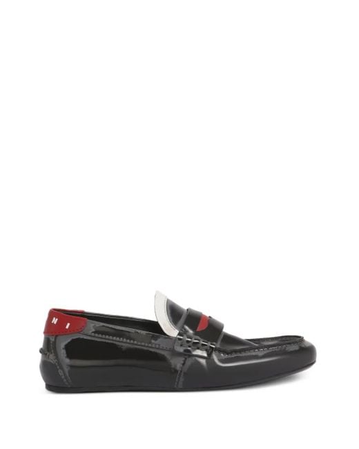 Marni Black Penny-Strap Leather Loafers