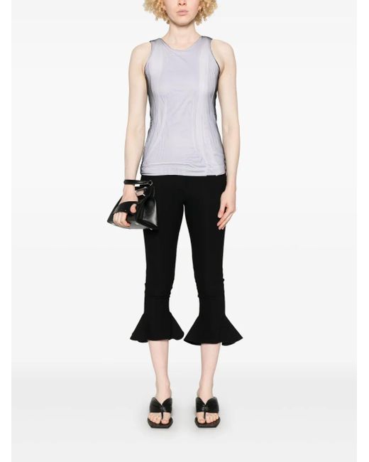 ALAINPAUL Gray Mesh-Overlay Tank Top