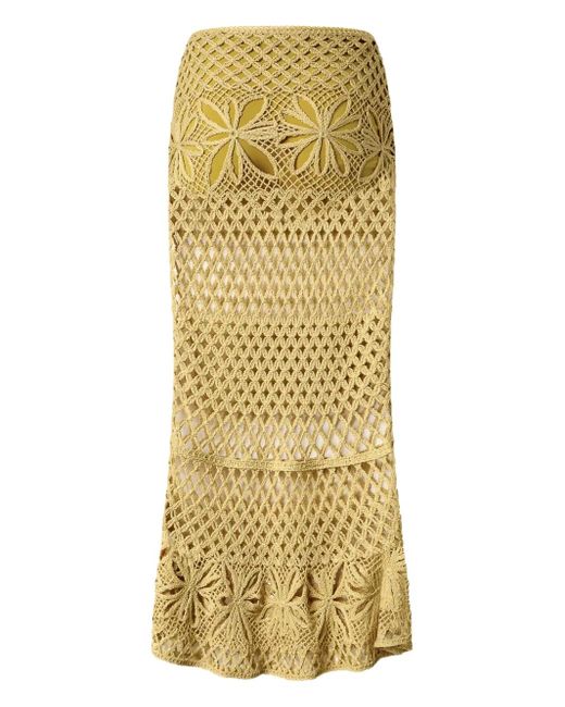 Pinko Metallic 'Crispo' Midi Skirt Embroidered