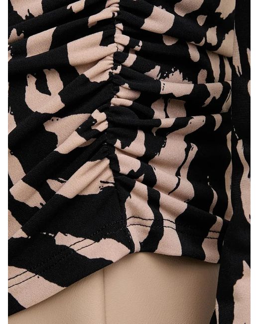 Joseph Ribkoff Black Printed Ruched Blouse