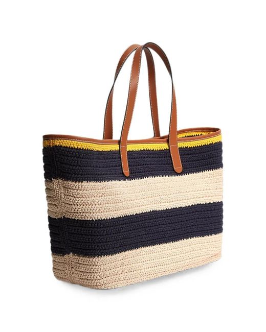 Tommy Hilfiger Blue Stripe-Pattern Logo-Patch Tote Bag