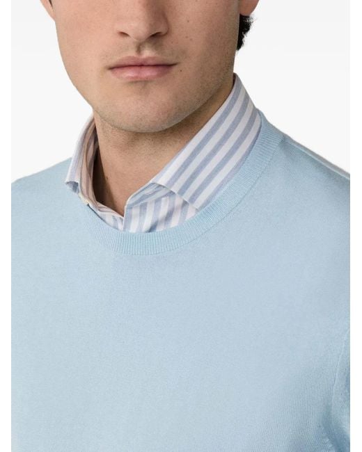 Hackett Blue Elbow-Patch Crew-Neck Sweater for men