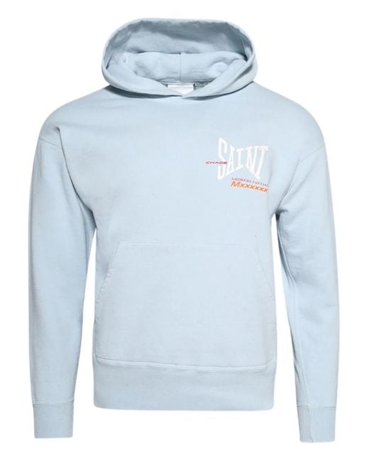 SAINT Mxxxxxx Blue Logo-Print Hoodie for men