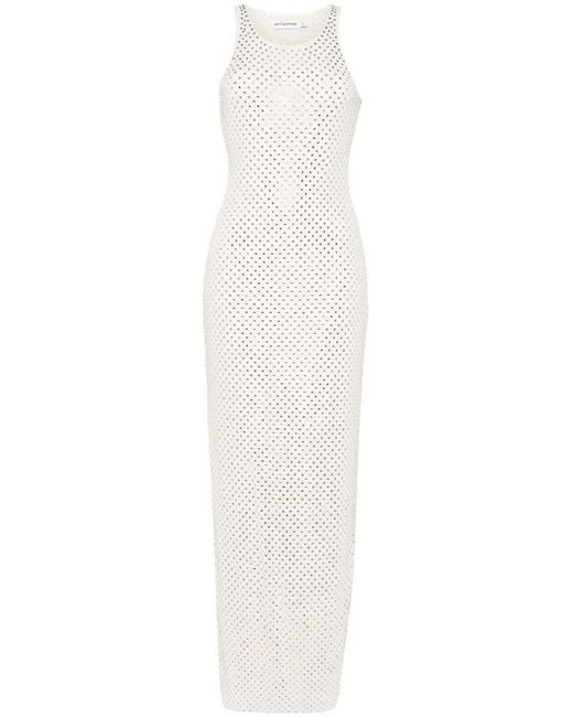 Robe Longue Sans Manches À Strass Self-Portrait en coloris White