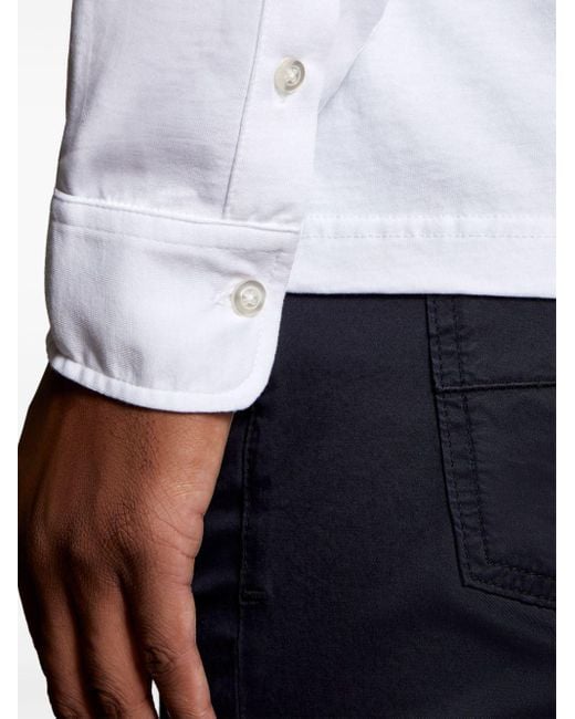 Fay White Logo-embroidered Cotton Polo Shirt for men