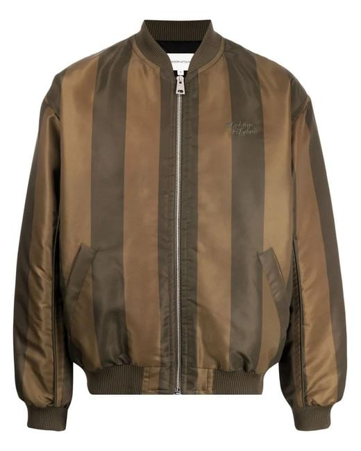 Maison Kitsuné Brown Striped Bomber Jacket for men