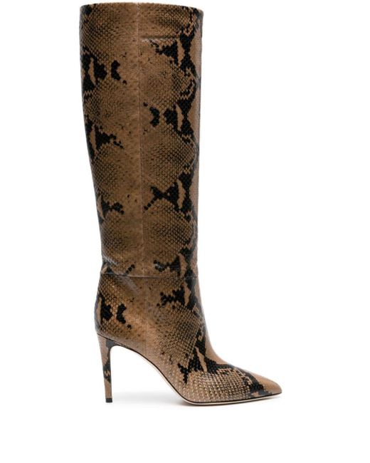 Paris Texas Brown 85mm Snakeskin-effect Leather Boots