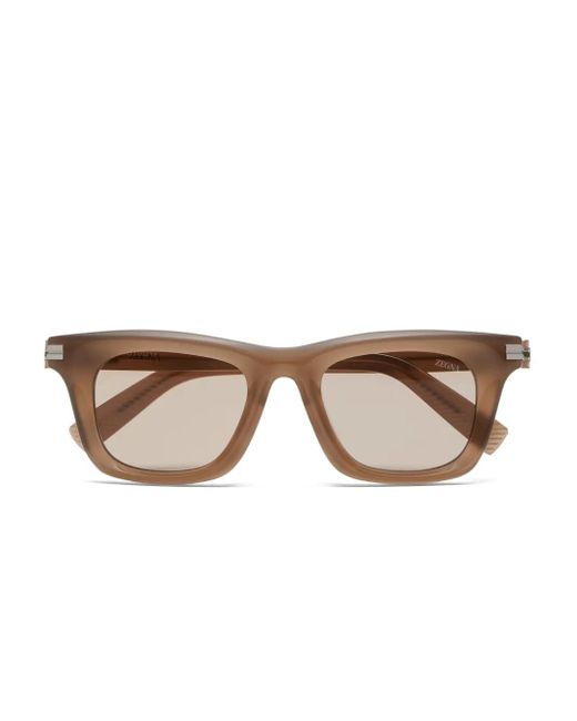 Occhiali Da Sole Squadrati di Zegna in Brown da Uomo