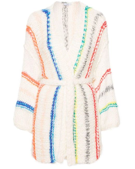 Maiami White Belted Silk Cardigan