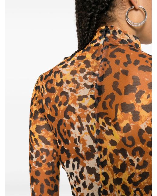 Just Cavalli Orange Cropped-Oberteil mit Leoparden-Print