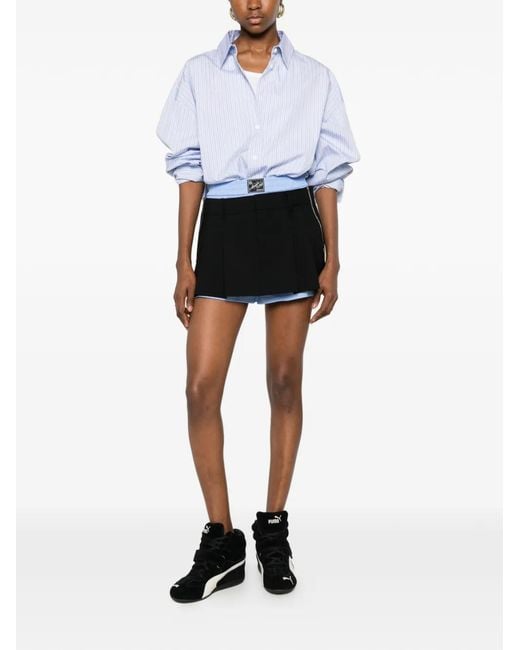 Alexander Wang Black Layered Pleated Skorts