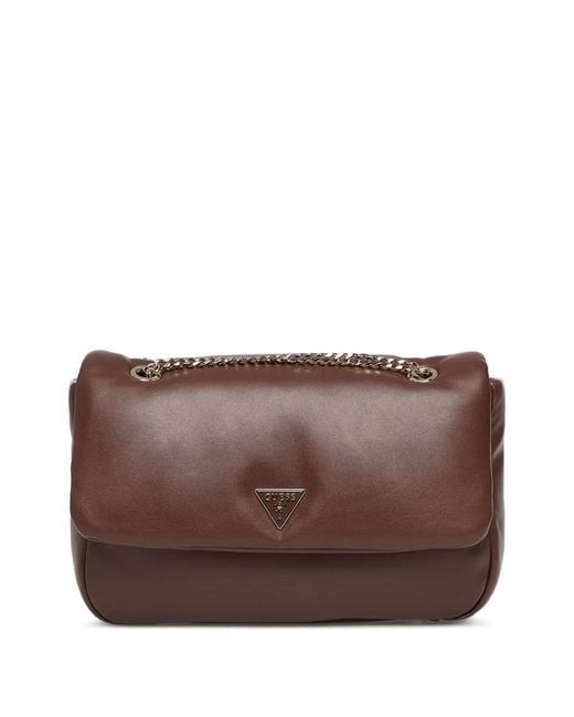 Guess Brown Sunetra Padded Logo-Plaque Shoulder Bag