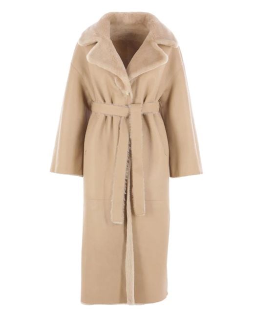 Arma Natural Belted Shearling Coat