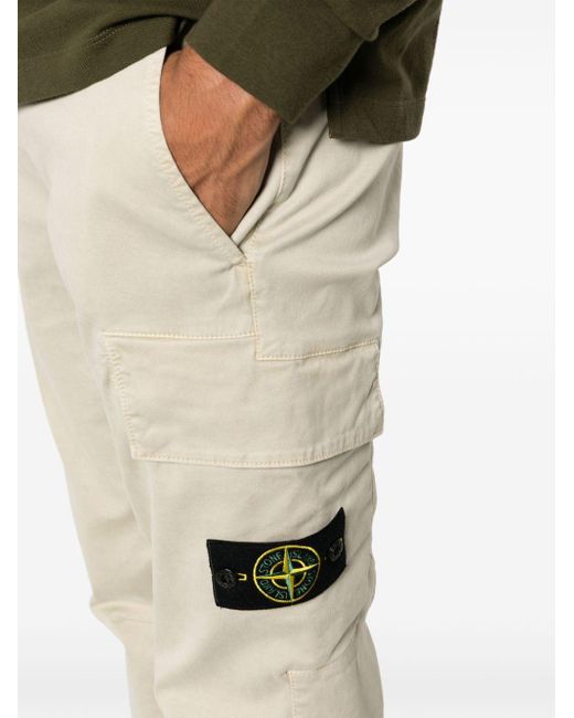 Stone Island Natural Tapered Cotton-blend Cargo Trousers for men
