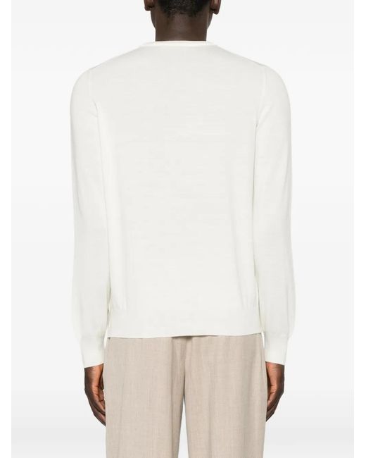 Fileria White Fine-Knit Long-Sleeve Knit for men