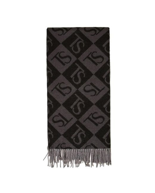 Twinset Black Diamond Jacquard Stole With Logo