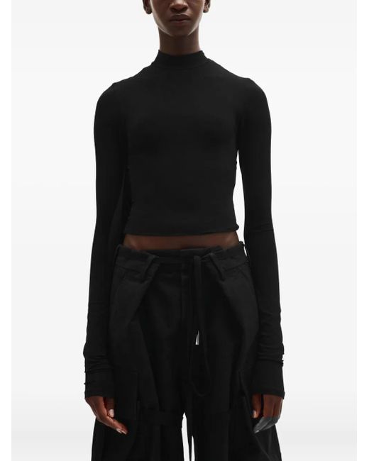 Ann Demeulemeester Wivan Cropped Long-sleeve Fitted Top Black