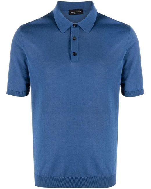 Roberto Collina Blue Cotton Polo Shirt for men