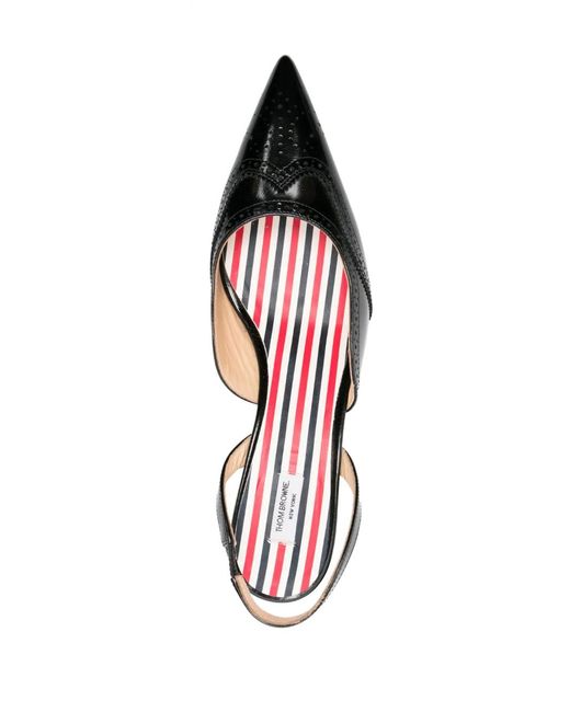 Thom Browne Black Smooth Calf Wingtip Slingback Heeled Pumps 50Mm