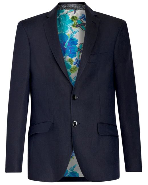 Etro Blue Single Breasted Wool Blazer For for men