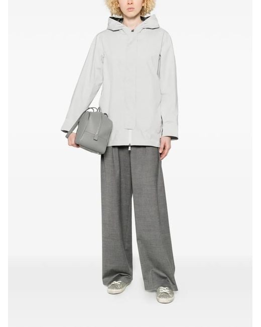 Herno White Zip-Up Hooded Coat