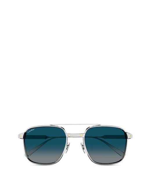 Cartier Blue Square-Frame Sunglasses