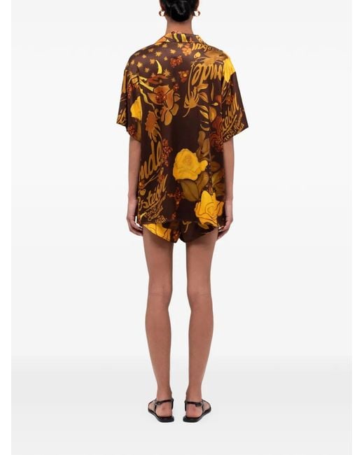Donde Esteban Orange Veranera Drawstring Floral-Print Shorts