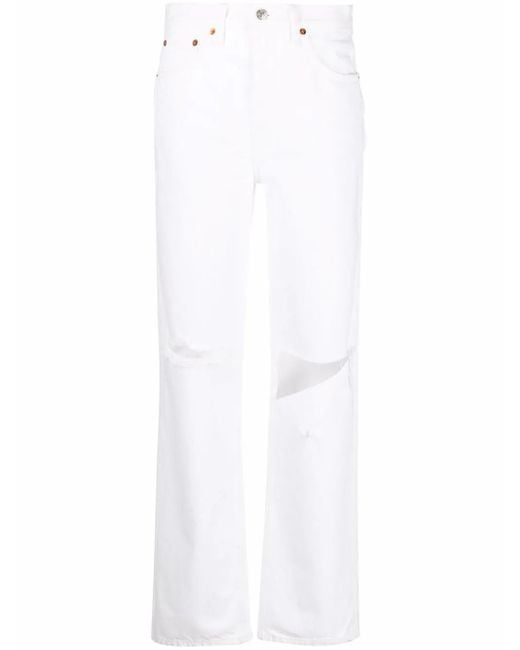 Vaqueros Pipe rectos de talle alto Re/done de color White