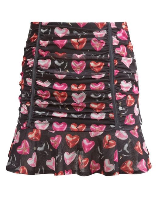 Fleur du Mal Red Heart-Print Mini Skirt