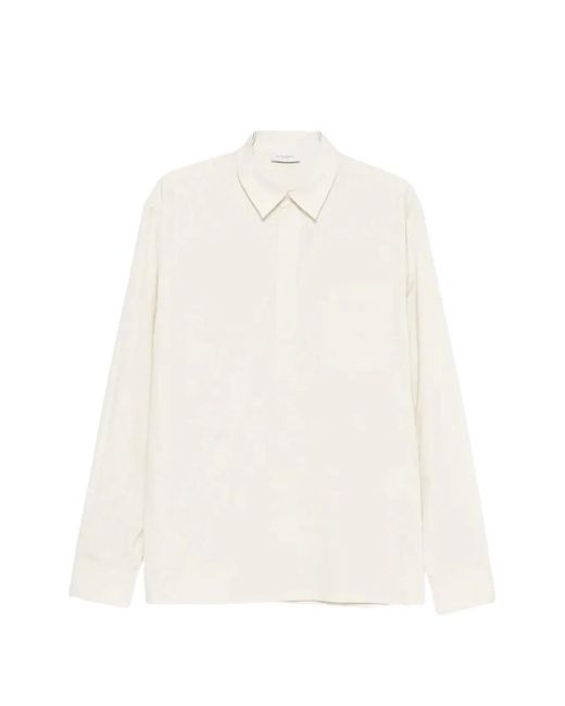 Paolo Pecora White Chest-Pocket Long-Sleeve Polo Shirt for men