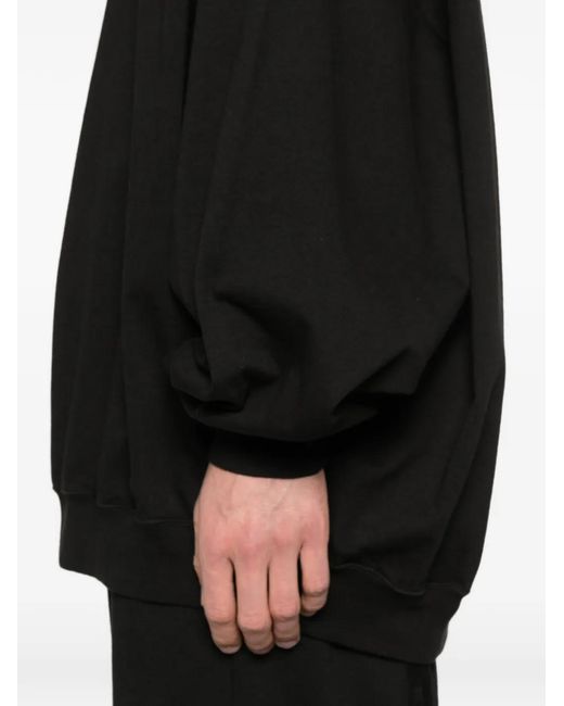 Rick Owens Black Sweat-Shirt Hun À Détail Noué for men