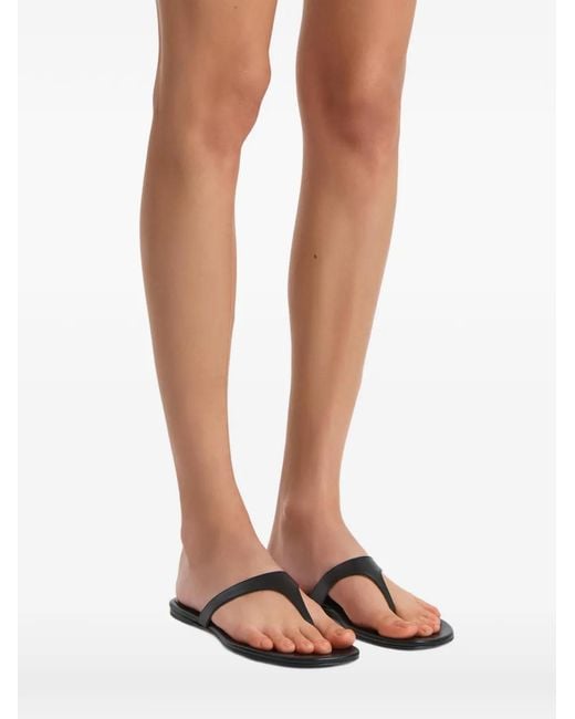 Khaite Black Round Toe Flat Sandals