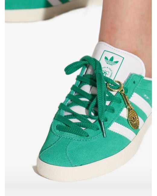 Adidas Green Three-Stripe Suede Sneakers
