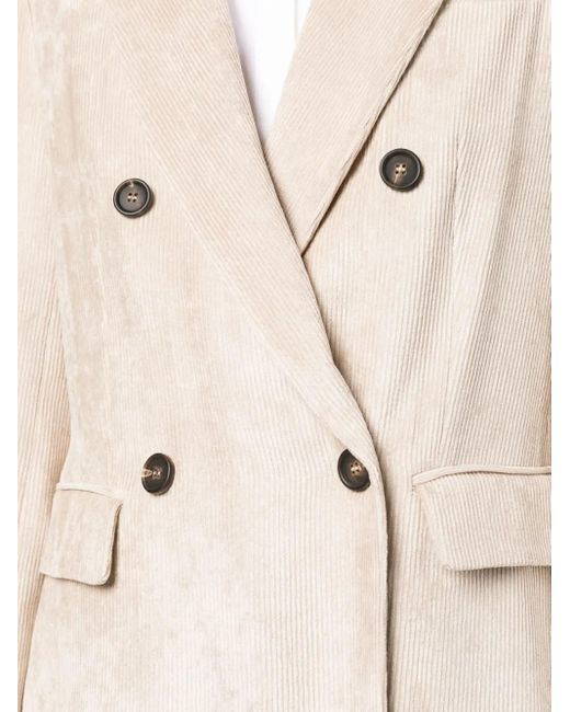 Brunello Cucinelli Natural Double-breasted Corduroy Blazer