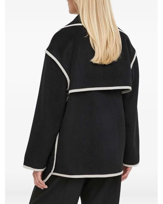 Bruuns Bazaar Black Contrast-Piping Wool-Blend Jacket