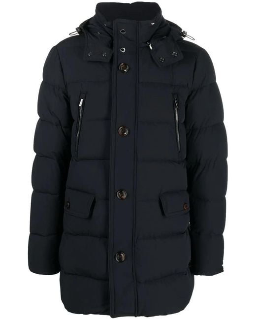 Moorer Blue Button-Down Padded Coat for men